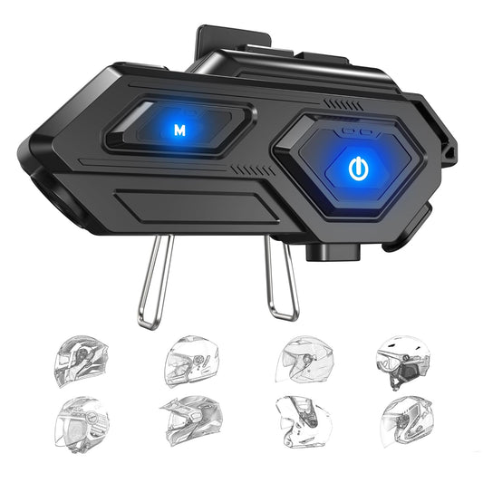 Sounce C8 Motorcycle Bluetooth Helmet Headset – Wireless Dual Earphones with 50mm HD Speakers, LED Emergency Light, IP67 Waterproof, Voice Control, Auto Call Answer, V5.4 Bluetooth Compatible