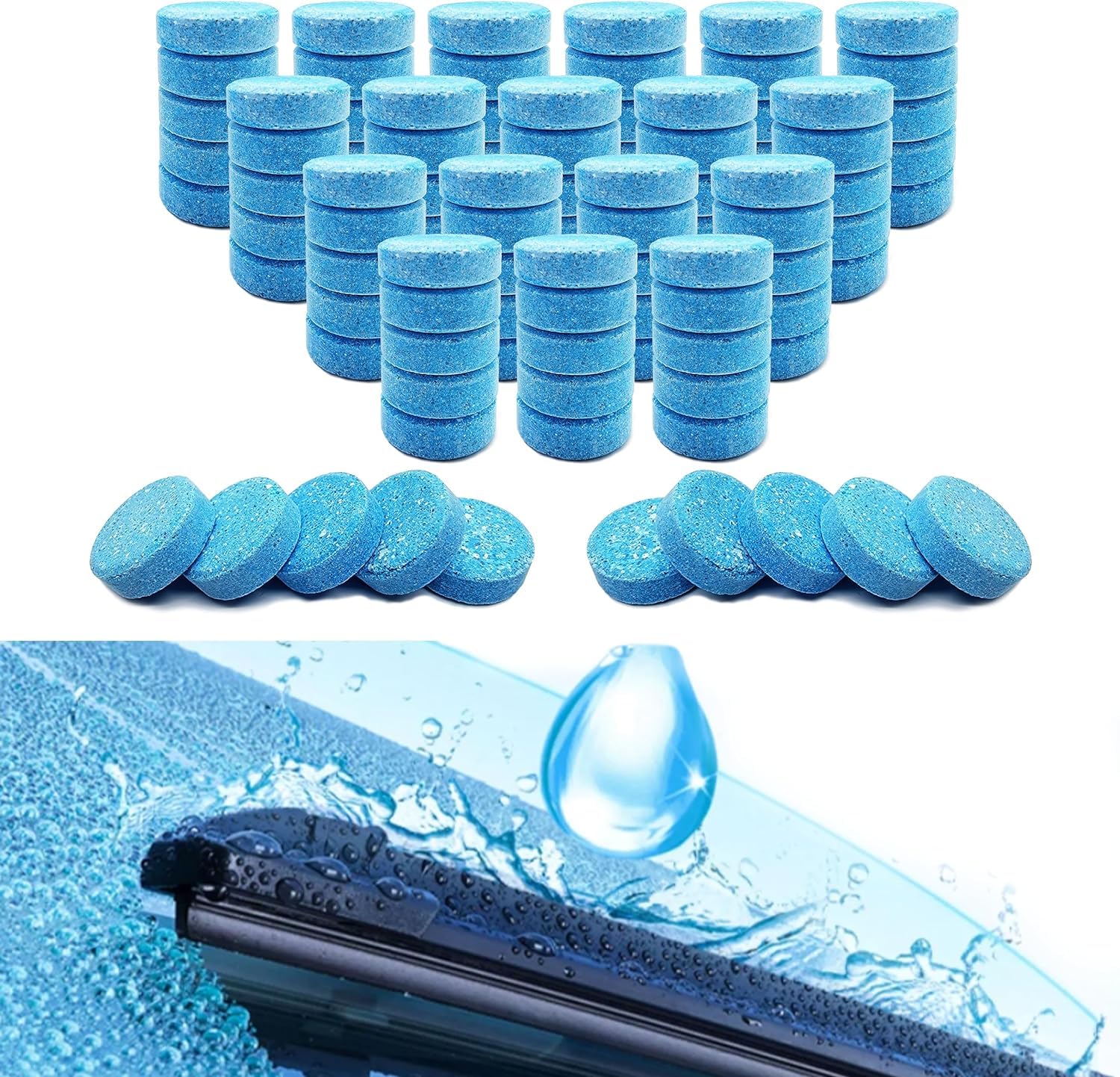 Sounce Car Accessories in 10PCS/1Set Car Wiper Cleaning Detergent Effervescent Tablets Washer Auto Windshield Cleaner Liquid Fluid Glass Wash Cleaning Tablets for Car Home Office Glass Window Washing