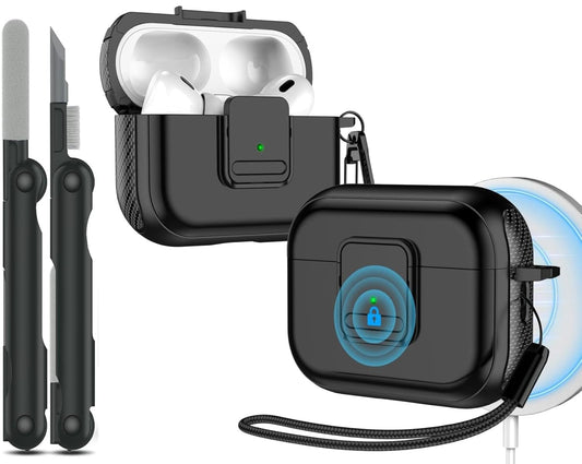 Sounce Compatible for AirPods Pro 2 Case with Mag-Safe, Wireless Charging, Powerful Drop Protection, TPU, Tough Magnetic Cover for AirPods Pro 1st/2nd Generation (2022/2019) with Airpods Cleaning Kit
