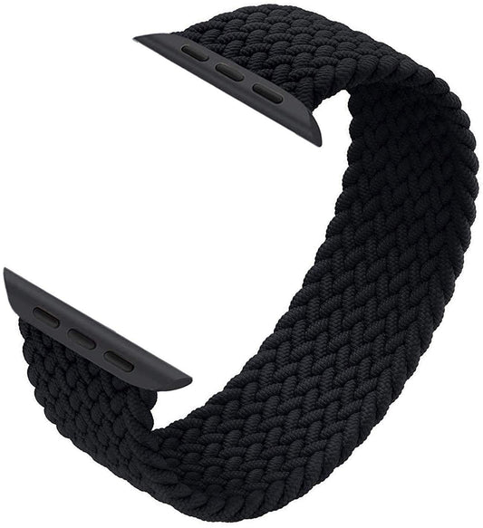 Sounce Compatible for Watch Band 42-44mm Large Adjustable Soft Braided Loop Wristband Sport Loop for Watch Series 6/5/4/3/2/1, SE - Black