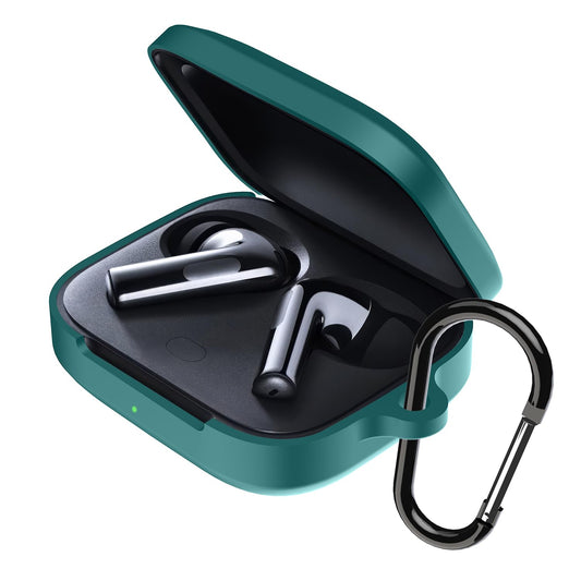 Sounce Earphone Case Cover Compatible for OnePlus Buds 3, Soft Silicone Skin Case Cover Shock-Absorbing Protective Case with Keychain [Front LED Visible] (Green)