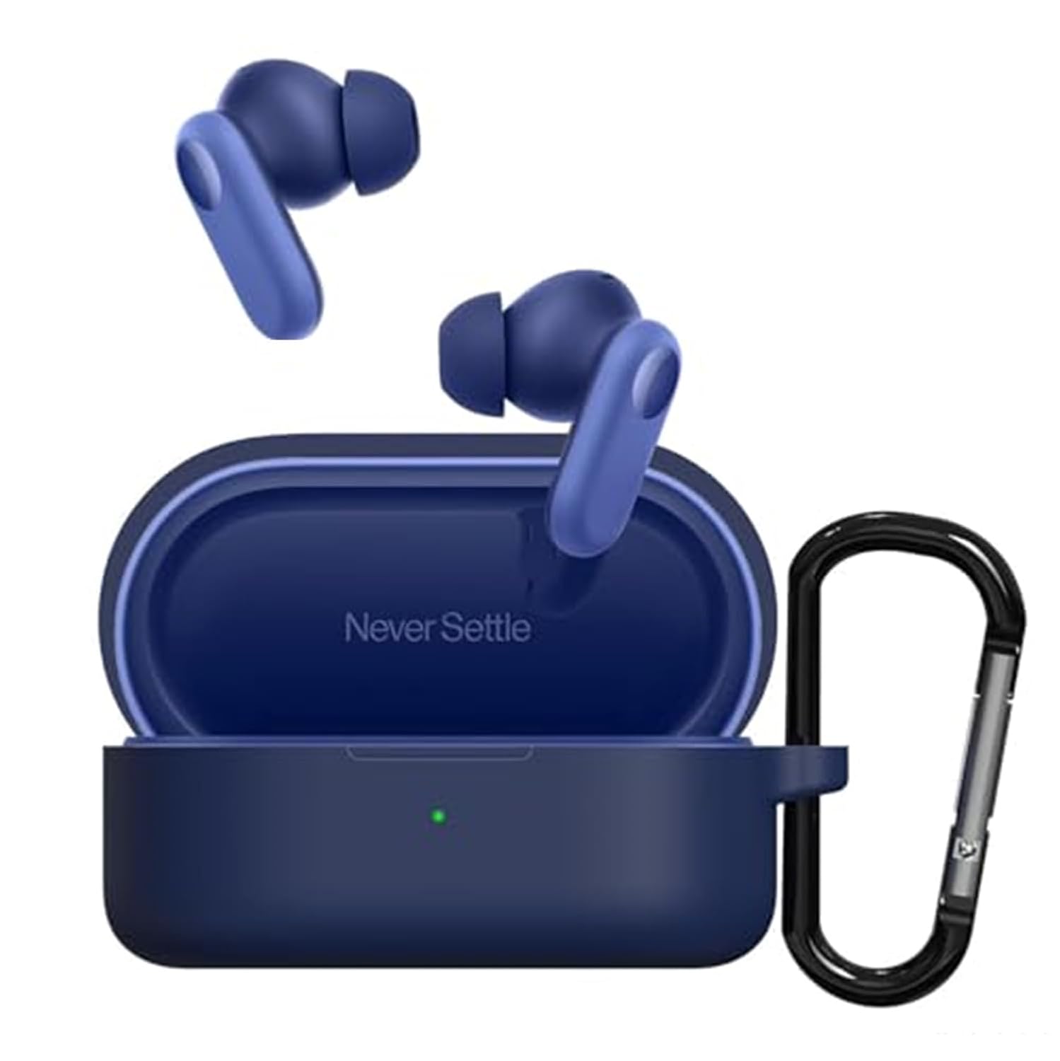 Sounce Earphone Case Cover Compatible for OnePlus Nord Buds 2r, Soft Silicone Skin Case Cover Shock-Absorbing Protective Case with Keychain [Front LED Visible](Blue)