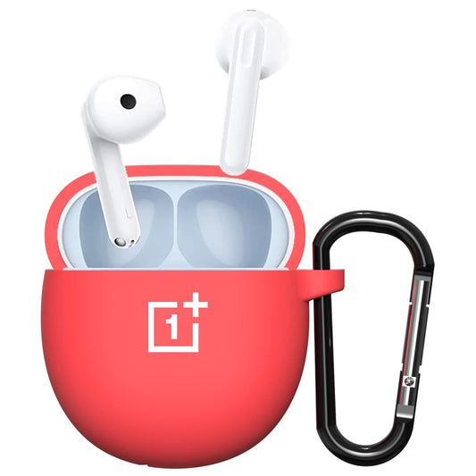 Sounce Earphone Case Cover Compatible for OnePlus Nord Buds CE, Soft Silicone Skin Case Cover Shock-Absorbing Protective Case with Keychain [Front LED Visible] (Red)