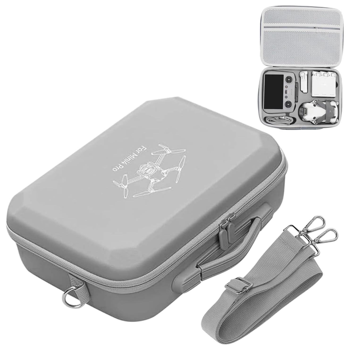 Sounce Hard Shell Carrying Case for DJI Mini 4 Pro – Compact Storage Bag for DJI Mini 4 Pro Drone, RC 2 Controller, Batteries, Charger, and Accessories – Portable Travel Case, Grey