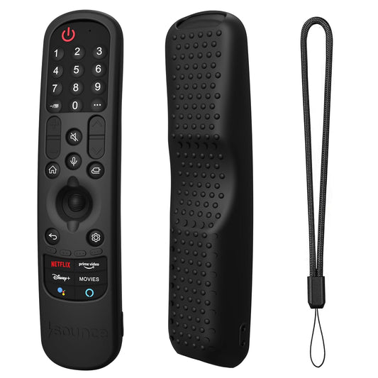 Sounce LG TV Silicone Remote Cover Compatible with LG TV Remote LG AN-MR21GA (2021) LG MR22GA (2022) LG MR23GA (2023) Magic Remote Case with Loop (Black)