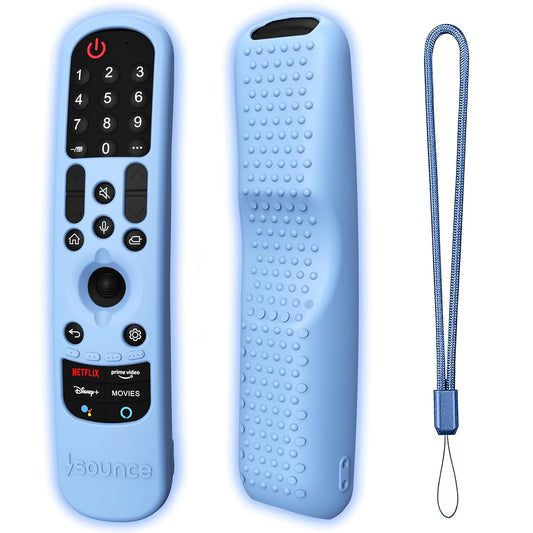 Sounce LG TV Silicone Remote Cover Compatible with LG TV Remote LG AN-MR21GA (2021) LG MR22GA (2022) LG MR23GA (2023) Magic Remote Case with Loop (Luminous Blue) [Remote NOT Included]