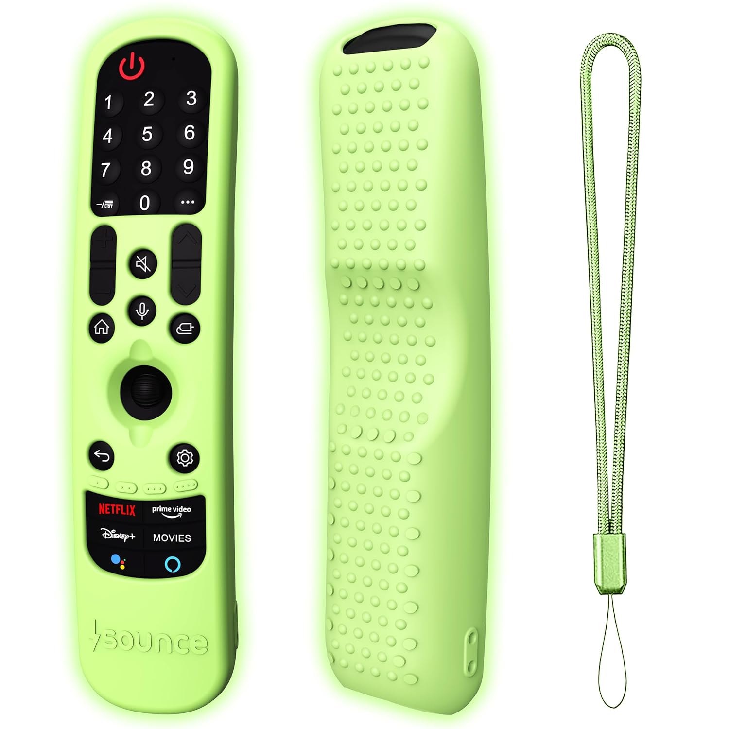 Sounce LG TV Silicone Remote Cover Compatible with LG TV Remote LG AN-MR21GA (2021) LG MR22GA (2022) LG MR23GA (2023) Magic Remote Case with Loop (Luminous Green) [Remote NOT Included]