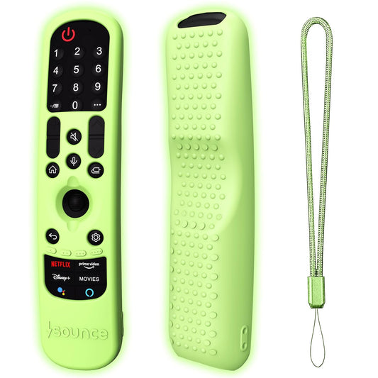 Sounce LG TV Silicone Remote Cover Compatible with LG TV Remote LG AN-MR21GA (2021) LG MR22GA (2022) LG MR23GA (2023) Magic Remote Case with Loop (Luminous Green) [Remote NOT Included]