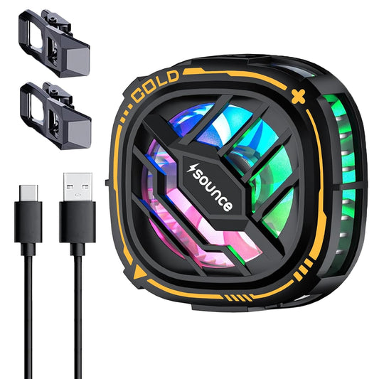 Sounce Magnetic Mobile Cooler with Advanced Semiconductor Technology Gaming Fan for Rapid Heat Dissipation and LED Temperature Display Compatible with Android and iPhones (Black)