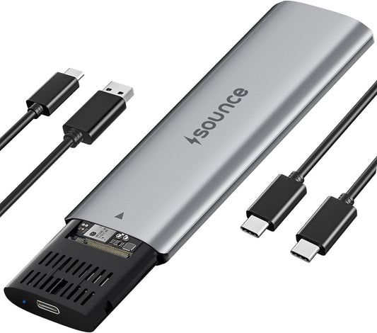Sounce NVME SSD Enclosure M.2 Sata USB 3.2 Adapter External NVMe SSD Cse Reader Type-c 10 Gbps Support 2230/2242/2260/2280mm REALTEK RTL9210 Chipse 2TB M B+M Key for Laptop Computer & Desktop - Grey