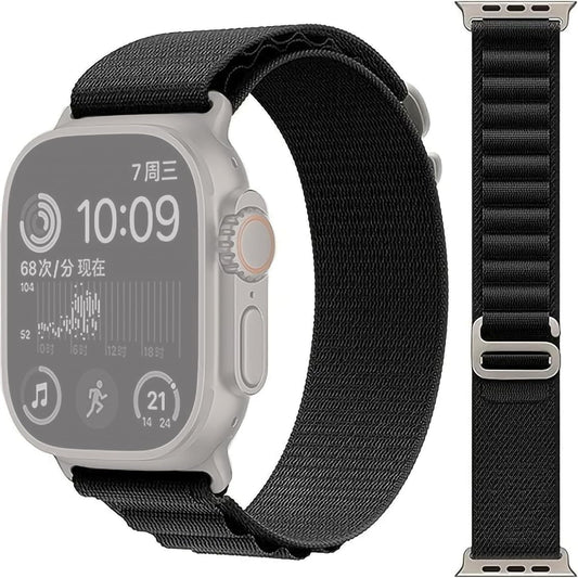 Sounce Nylon Loop Compatible For iWatch Band 49mm 45mm 44mm 42mm, iWatch Bands Nylon Sport Strap Women Men G-Hook Bracelet for iWatch Ultra/Ultra 2 Band Series 9 8 7 6 5 4 3 2 1 Series SE[Black]
