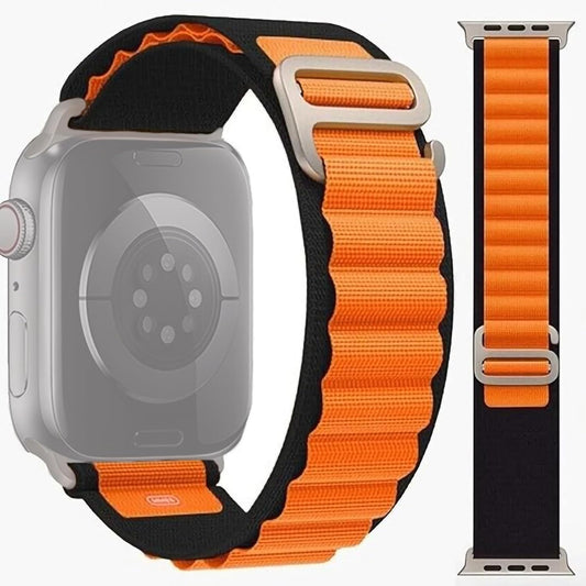 Sounce Nylon Loop Compatible for iWatch Band 49mm 45mm 44mm 42mm, iWatch Bands Nylon Sport Strap Women Men G-Hook Bracelet for iWatch Ultra/Ultra 2 Band Series 9 8 7 6 5 4 3 2 1 Series SE[Orange Black]