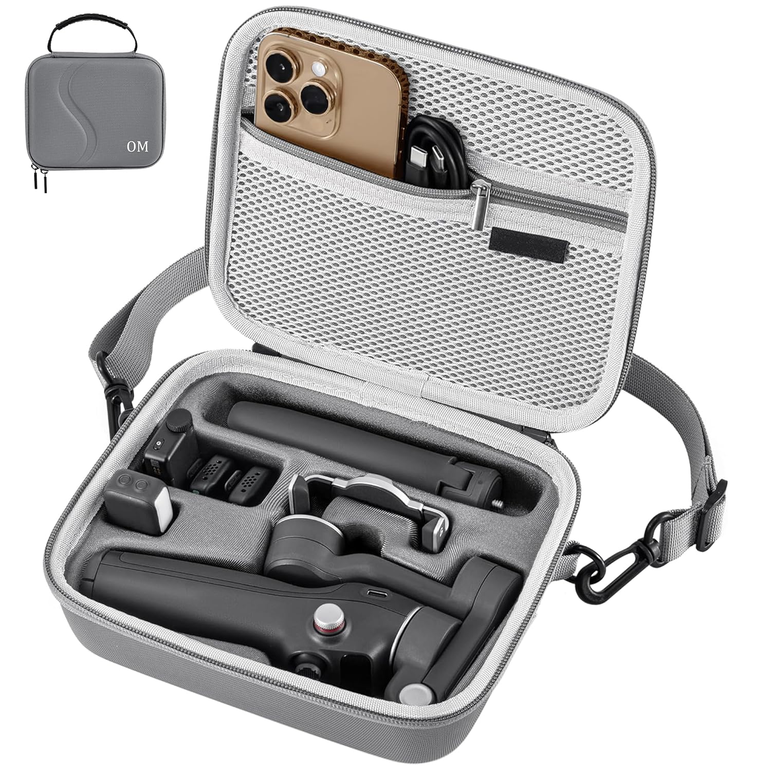 Sounce Osmo Mobile 7P Case Portable PU Shoulder Bag for DJI Osmo Mobile 7/7P & OM 7 Pro Gimbal Stabilizer, Waterproof Travel Carrying Case with Accessory Storage & Adjustable Strap