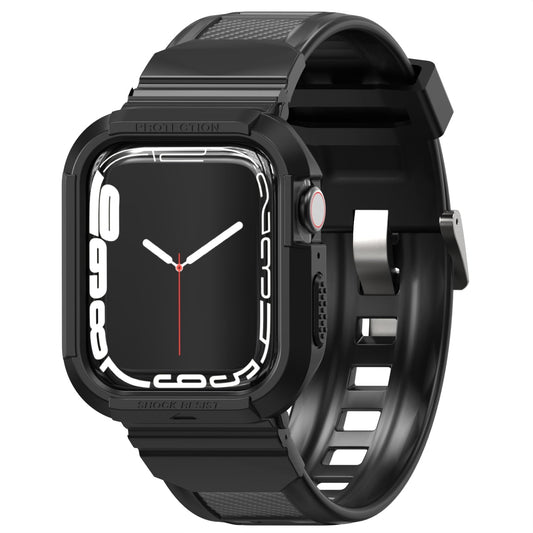 Sounce Rugged Armor Bands Compatible with Apple Watch Band Strap for iWatch Series 8 7 6 5 4 3 2 SE [Watch NOT Included] (42MM 44MM 45MM / 49MM Ultra, Black)