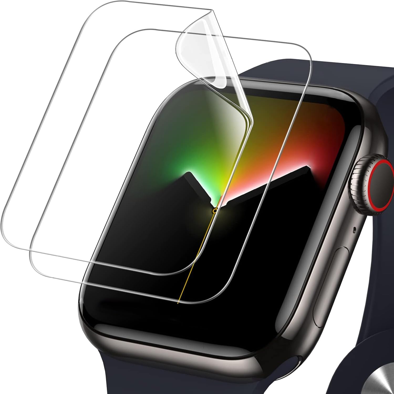 Sounce Screen Guard Protector for Apple Watch Series 9 8 7 Screen Protective Guard with Edge to Edge Full Screen Coverage Compatible with iWatch 45mm - Transparent