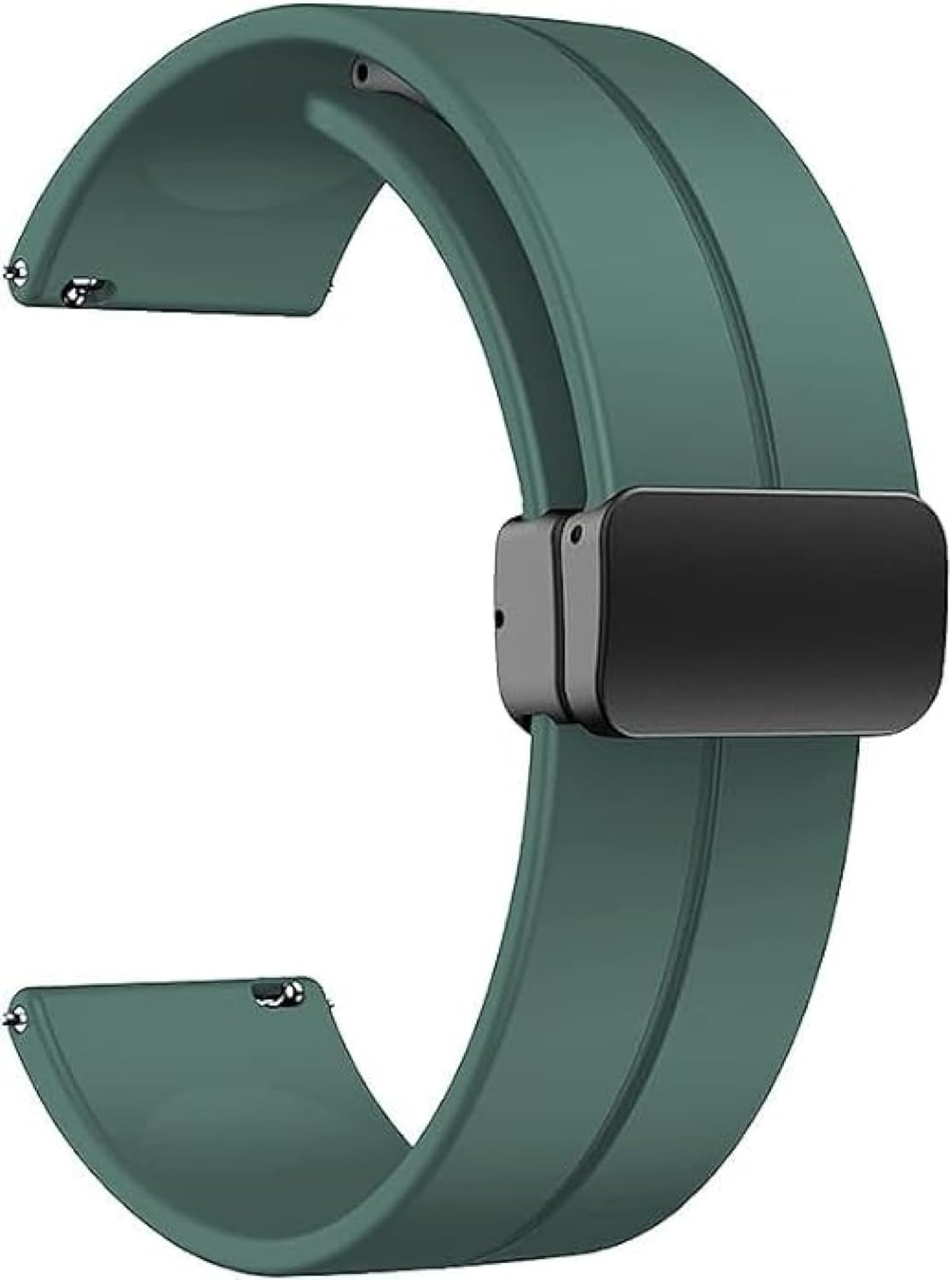 Sounce Silicone 22mm Replacement Band Strap with Folding Magnetic Lock Compatible with Boat, Fire Boltt, Noise, Dizo, Beatxp, Fast-Track, Ptron, Amazfit & Other 22mm Watches - Black