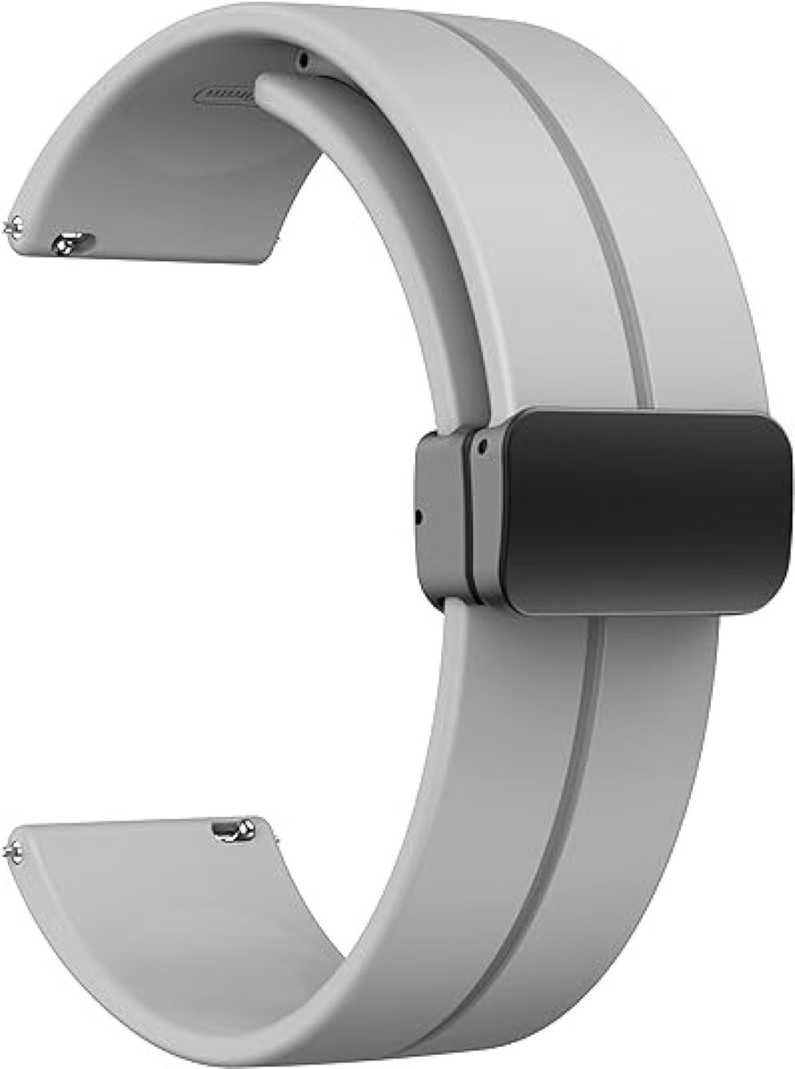 Sounce Silicone 22mm Replacement Band Strap with Folding Magnetic Lock Compatible with Boat, Fire Boltt, Noise, Dizo, Beatxp, Fast-Track, Ptron, Amazfit & Other 22mm Watches - Grey