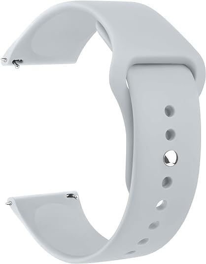Sounce Silicone 22mm Replacement Band Strap with Rust free Button Compatible with Boat, Fire Boltt, Noise, Dizo, Beatxp, Fast-Track, Ptron, Amazfit & Other 22mm Watches - Grey