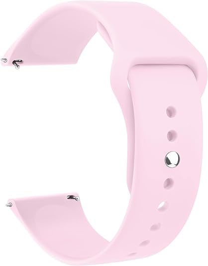 Sounce Silicone 22mm Replacement Band Strap with Rust free Button Compatible with Boat, Fire Boltt, Noise, Dizo, Beatxp, Fast-Track, Ptron, Amazfit & Other 22mm Watches - Pink