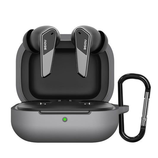 Sounce Silicone Case Cover for Noise Buds N1 Pro, Portable Non-Slip Grip & Scratch-Resistant Protector with Carabiner Clip Full Protection Water Resistant, Shockproof Cover - Grey