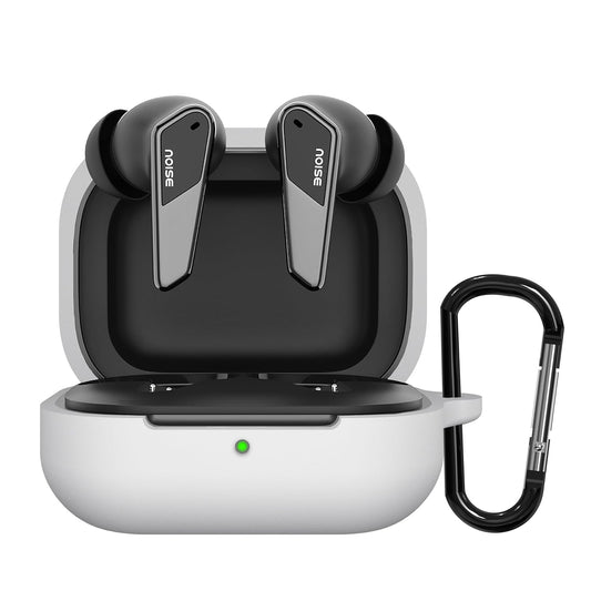 Sounce Silicone Case Cover for Noise Buds N1 Pro, Portable Non-Slip Grip & Scratch-Resistant Protector with Carabiner Clip Full Protection Water Resistant, Shockproof Cover - White