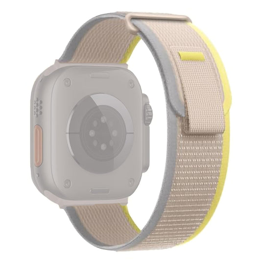 Sounce Soft Breathable Sport Nylon Loop Strap Compatible with iWatch Bands 49mm 45mm 44mm 42mm Adjustable Velcro Straps for iWatch Series SE 9 8 7 6 5 4 3 2 1 & Ultra 2 - Yellow & Beige