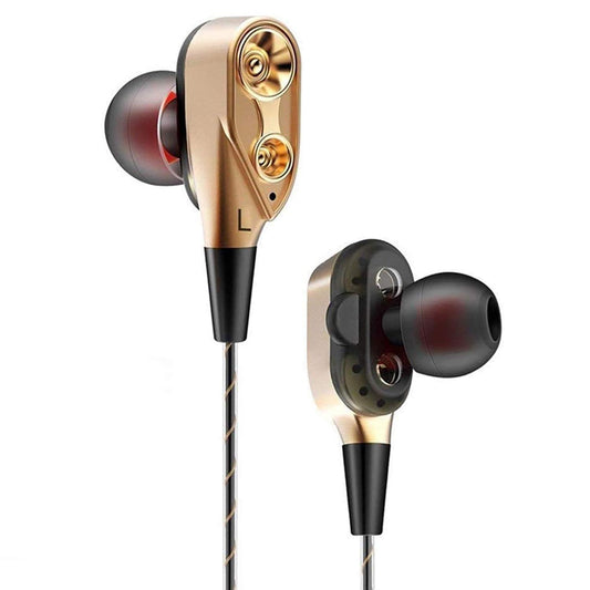 Sounce Thunder in-Ear Wired Earphones with Mic – Hi-Res Audio, 3.5mm Jack, One-Button Control, Extra Earbuds – Premium HiFi Earphones Compatible with Smartphones, Tablets, Laptops (Gold)