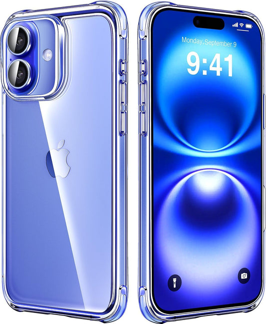 Sounce Ultra-Hybrid Crystal Clear Back Case Cover for iPhone 16 | Shockproof Design | Camera Protection Bump | Hard Clear Back | Bumper Case Cover for iPhone 16 (PC & TPU, Transparent)