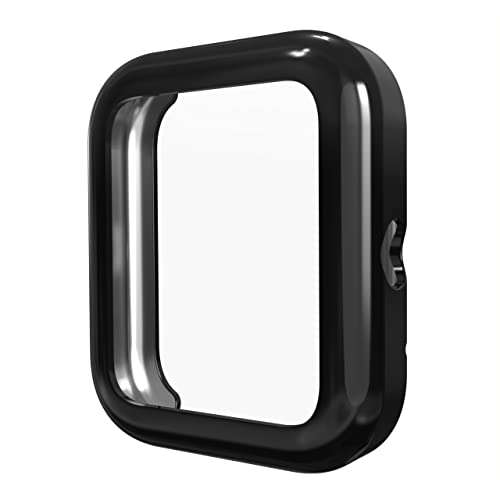 Sounce Watch Case Compatible with ‎Noise Colorfit Pulse Go Buzz Tempered Glass Screen Protector, HD Clear Touch Sensitive Ultra-Thin TPU Protective Cover (Black)