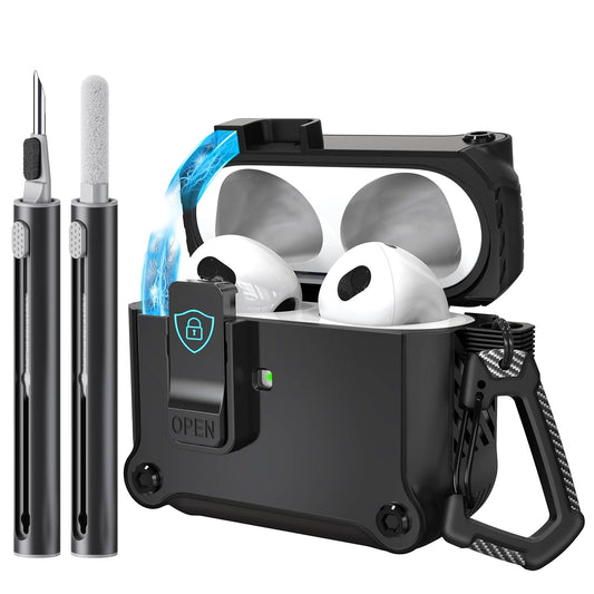 Sounce for AirPods 4 Case, Compatible with AirPods 4th Generation Case (2024) | Drop Protection | Cleaner Kit & Heavy-Duty Carabiner | Military-Grade Shockproof | Secure Lock | Auto Pop-Up Lid