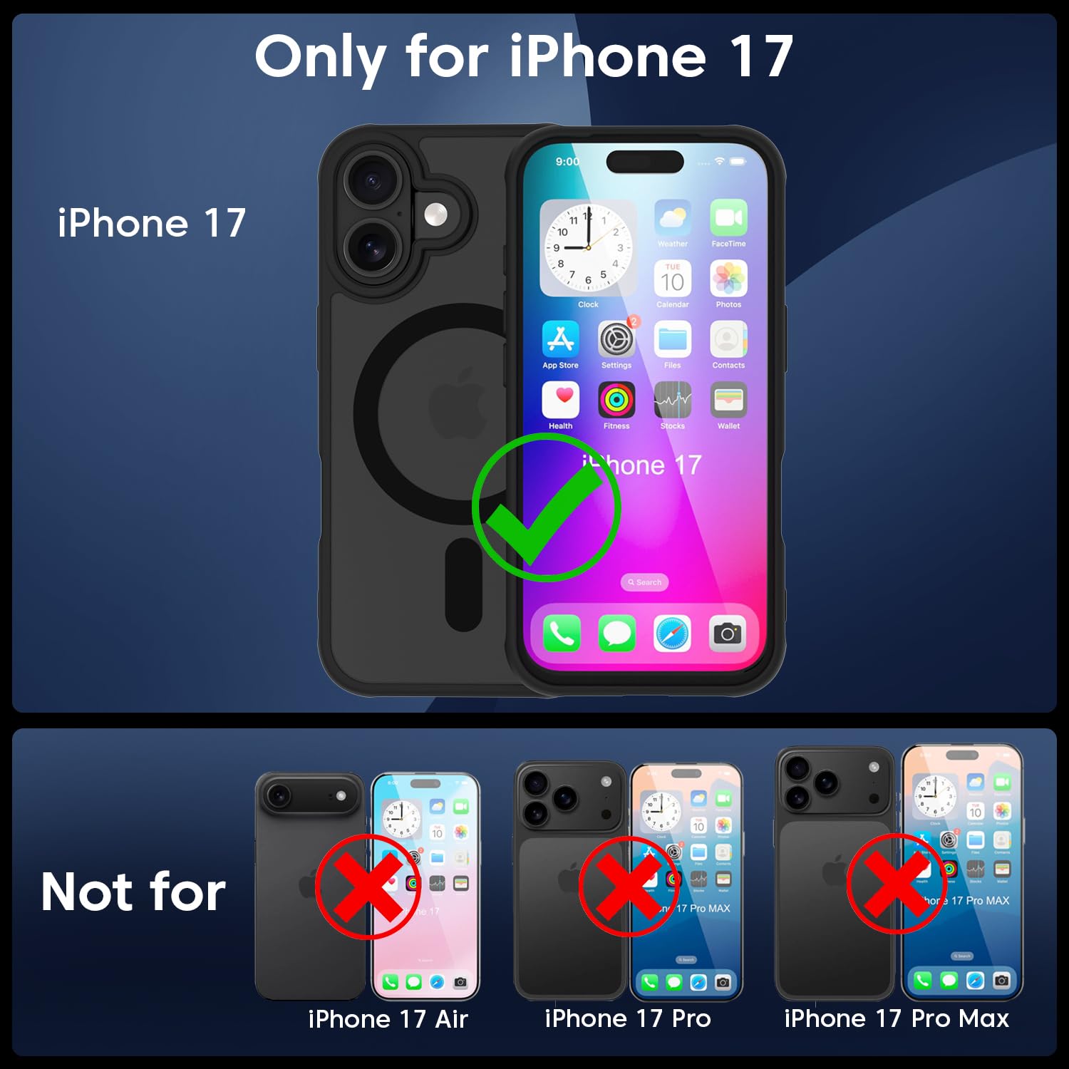 Sounce iPhone 17 / 17 Pro / 17 Air Transparent & Matte Case – MagSafe Compatible Shockproof Back Cover