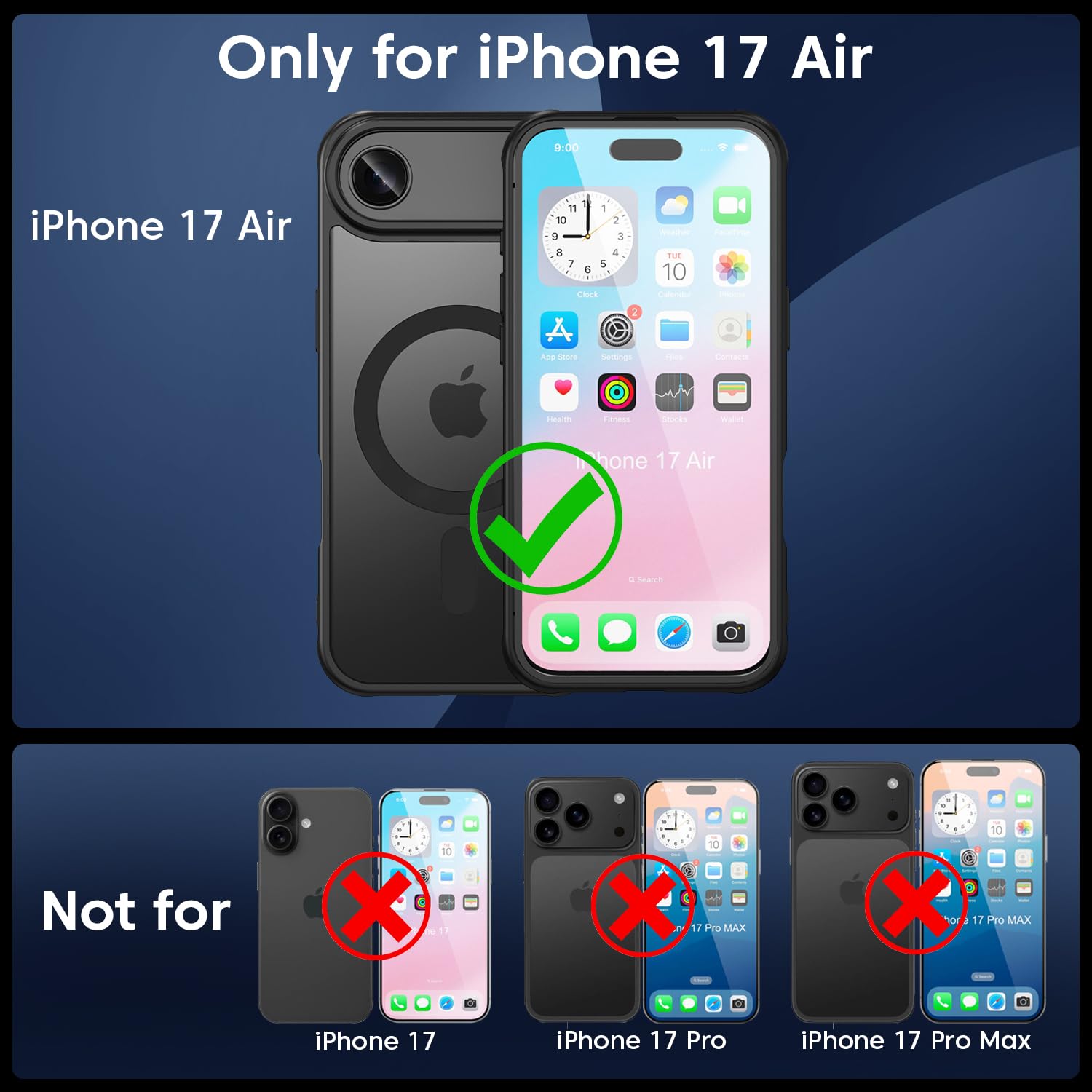 Sounce iPhone 17 / 17 Pro / 17 Air Transparent & Matte Case – MagSafe Compatible Shockproof Back Cover