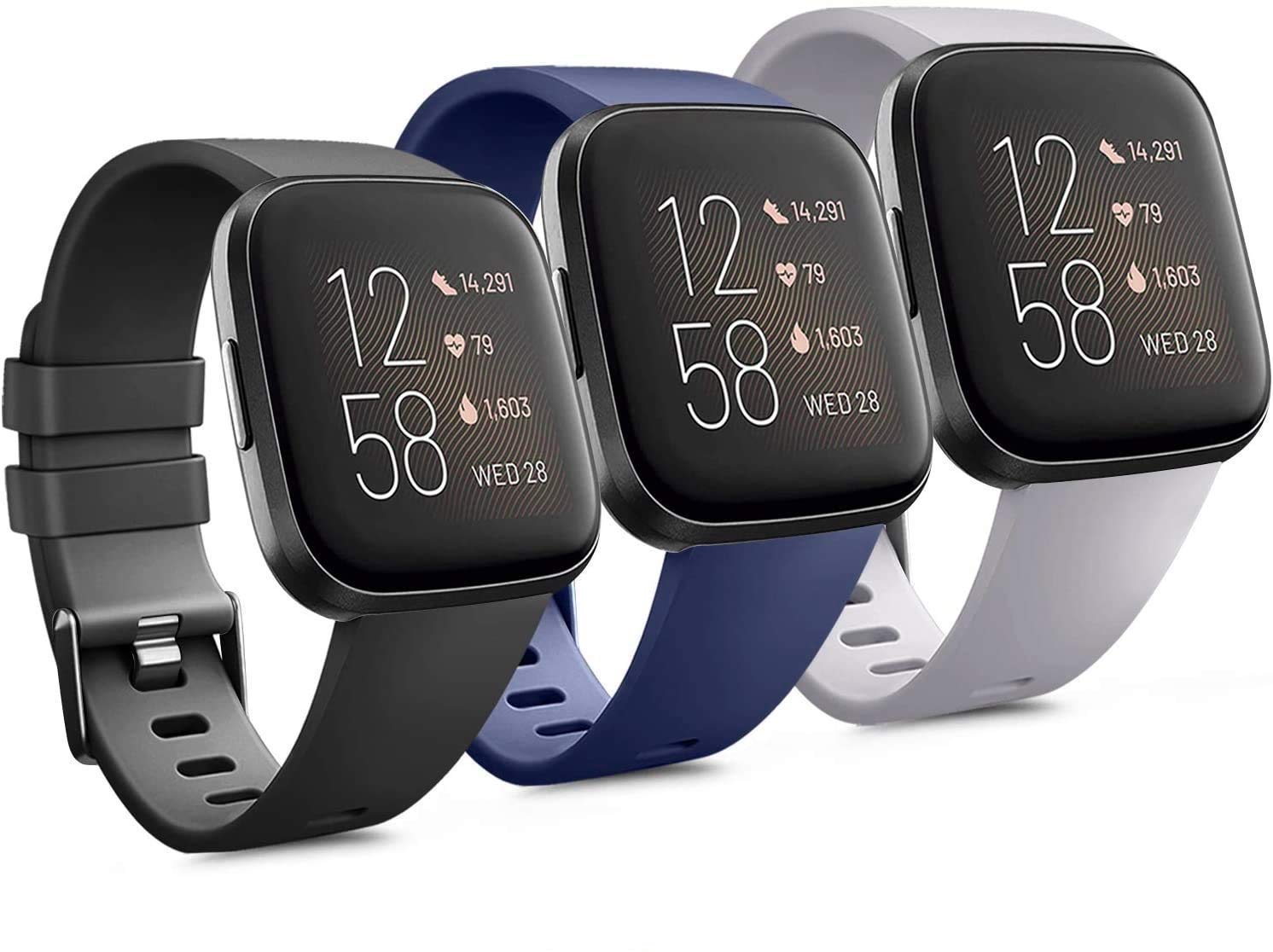 Sounce Pack of 3 Belts/Straps Compatible for Fitbit Versa & Versa 2 Watch Wristband Straps (3 Units) Large