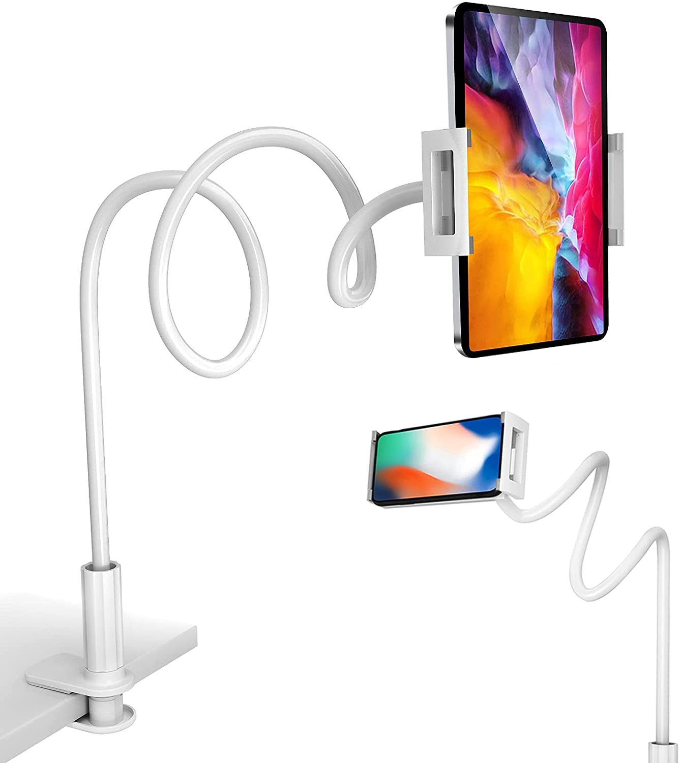 Sounce 360 Adjustable Mobile Phone Holder, Universal Phone Holder Clip Lazy Bracket Flexible Gooseneck Clamp Long Arms Mount for Mobile Stand for Bedroom, Office, Bathroom (Phone Stand)
