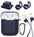 [AIRPODS Cover Set ONLY] Sounce Silicon Soft Shock Proof Protective AirPods Case 5-in-1 Set Sleeve Skin Cover with Anti Lost Strap + Keychain + Earplug + Strap Holder for Apple AirPods Case Cover