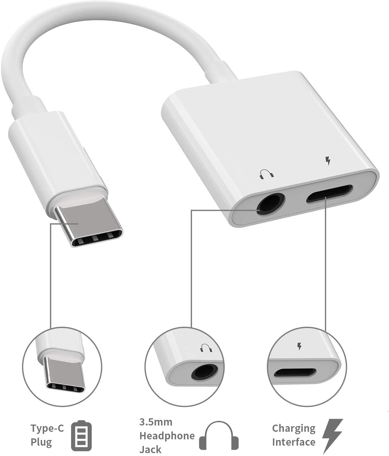 USB-C To 3.5mm Headphone Jack Adapter For Samsung Galaxy Note 10 Plus - Charge And Listen