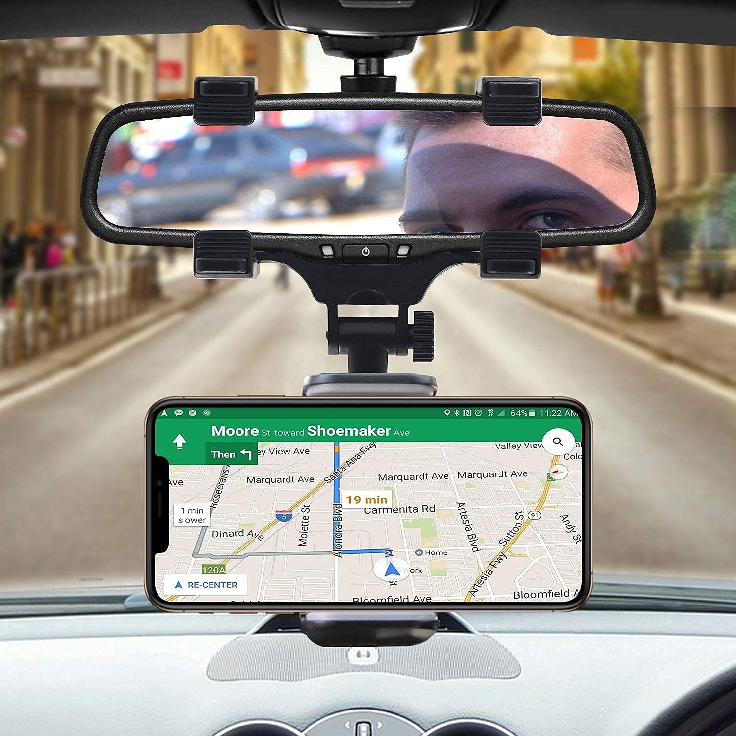 Sounce Car Rearview Mirror Holder Phone Bracket Car Phone Holder 360 Rotation for Universal Cell Phone Holder Stand Base Vehicle Rear View Mirror Phone Holder Mount Universal Smartphone