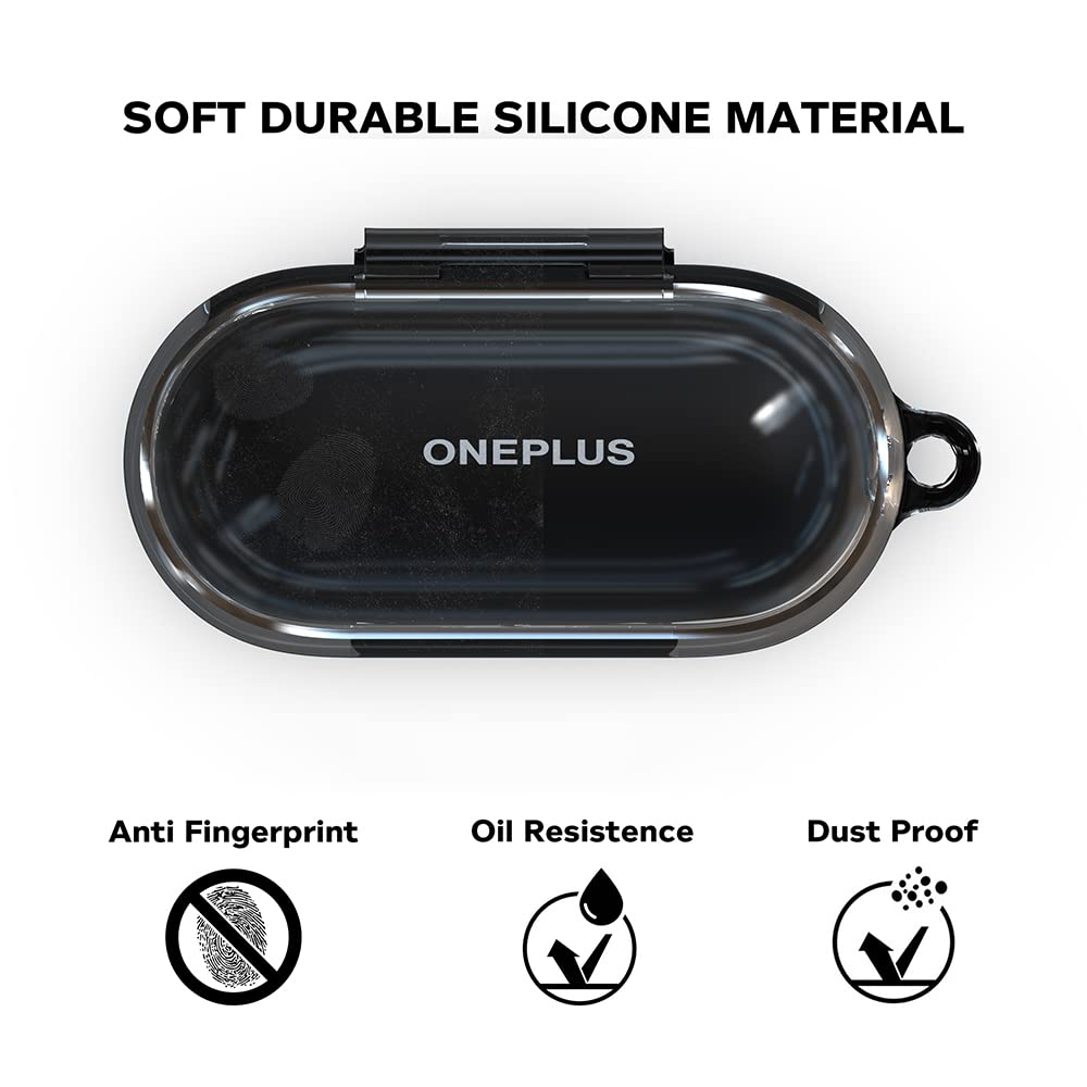 Sounce Silicone Protective Case Cover for OnePlus Earbuds Z2 TWS, Anti Fall Anti Dust, with Hook Earphone Case [Case Cover only]
