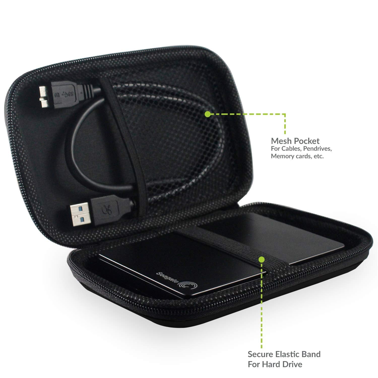 Sounce Hard Disk Drive Pouch case for 2.5" HDD Cover WD Seagate Slim Sony Dell Toshiba (Black)