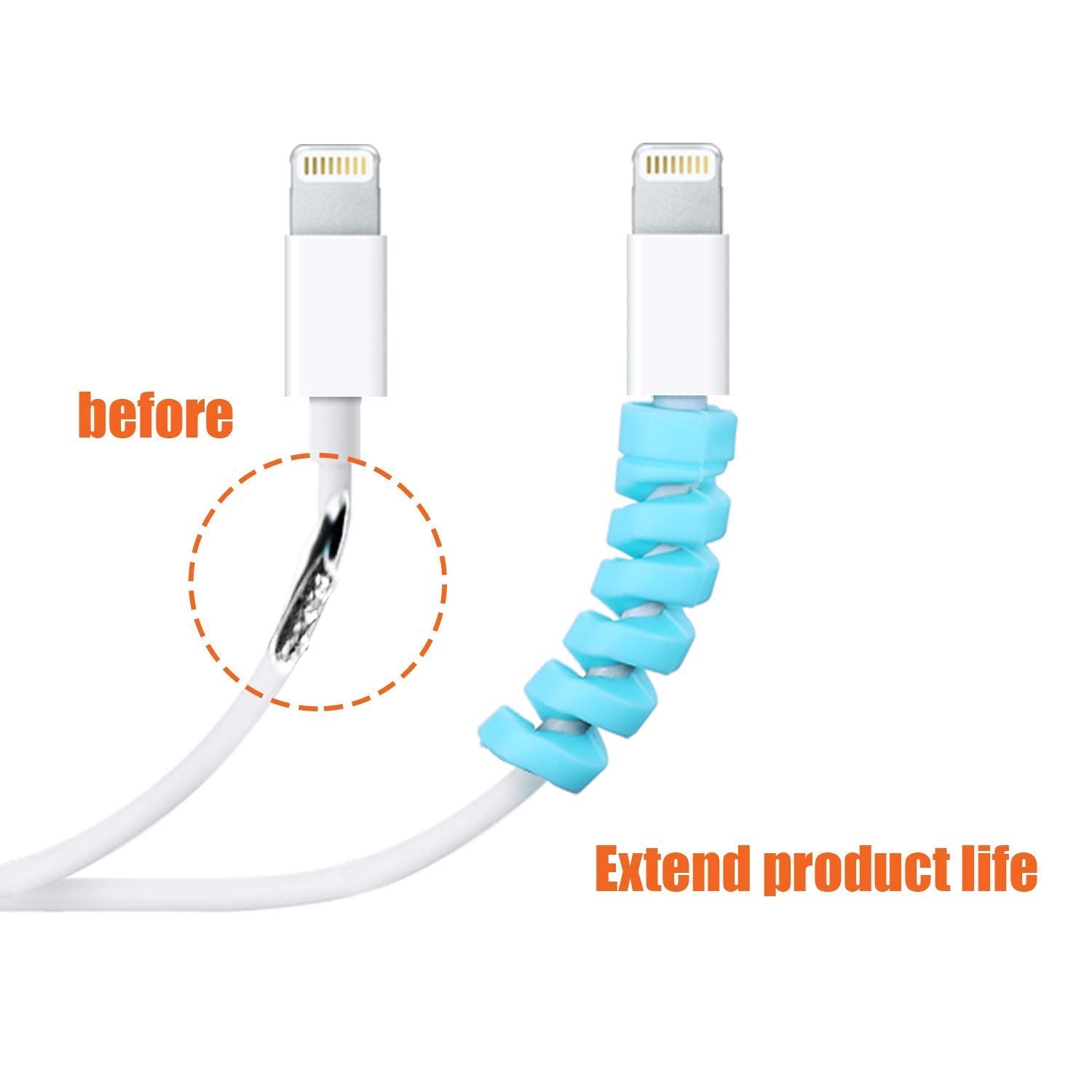 Sounce Spiral Charger Cable Protector Data Cable Saver Charging Cord Protective Cable Cover Headphone MacBook Laptop Earphone Cell Phone Set of 2 (Cable Protector (8 Units))