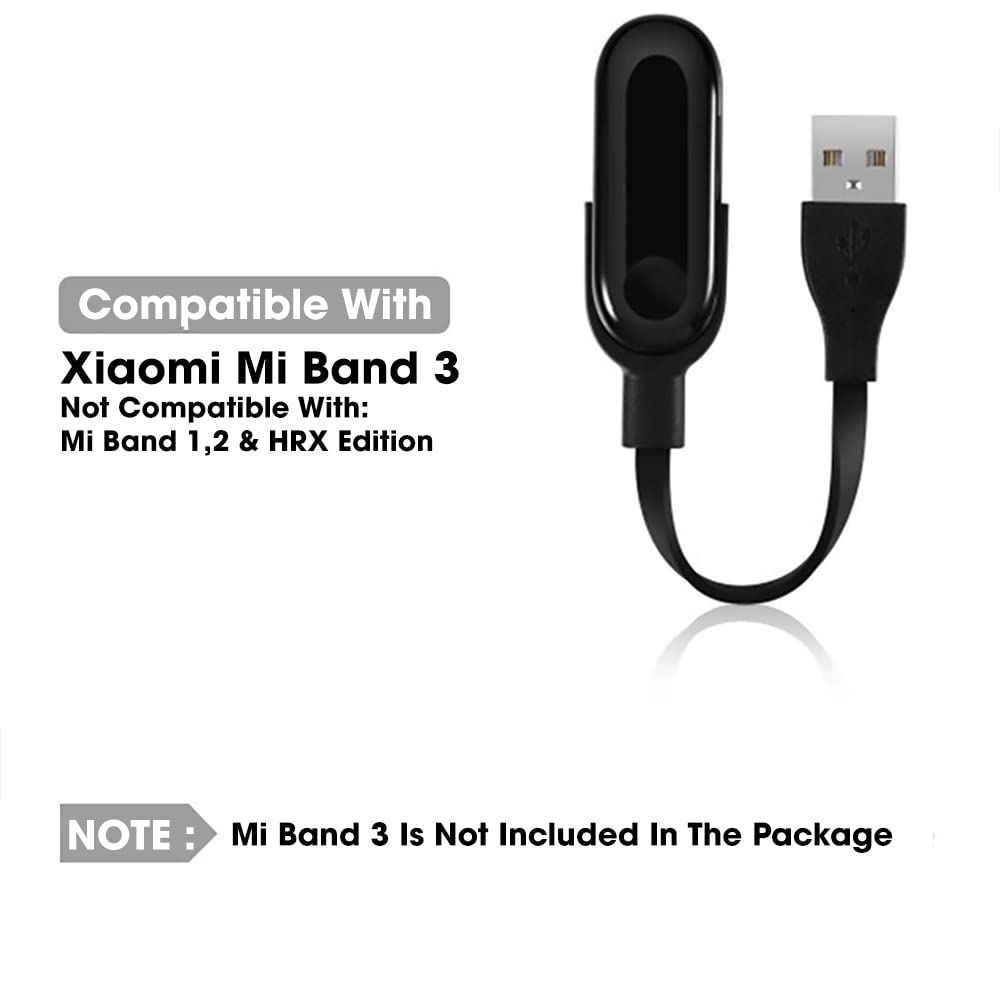 Sounce Mi Band 3 / 3i USB Adapter Power Charger Charging Cable Dock Charger Compatible for Xiaomi Mi Band 3 /3i Smart Bracelet- Black