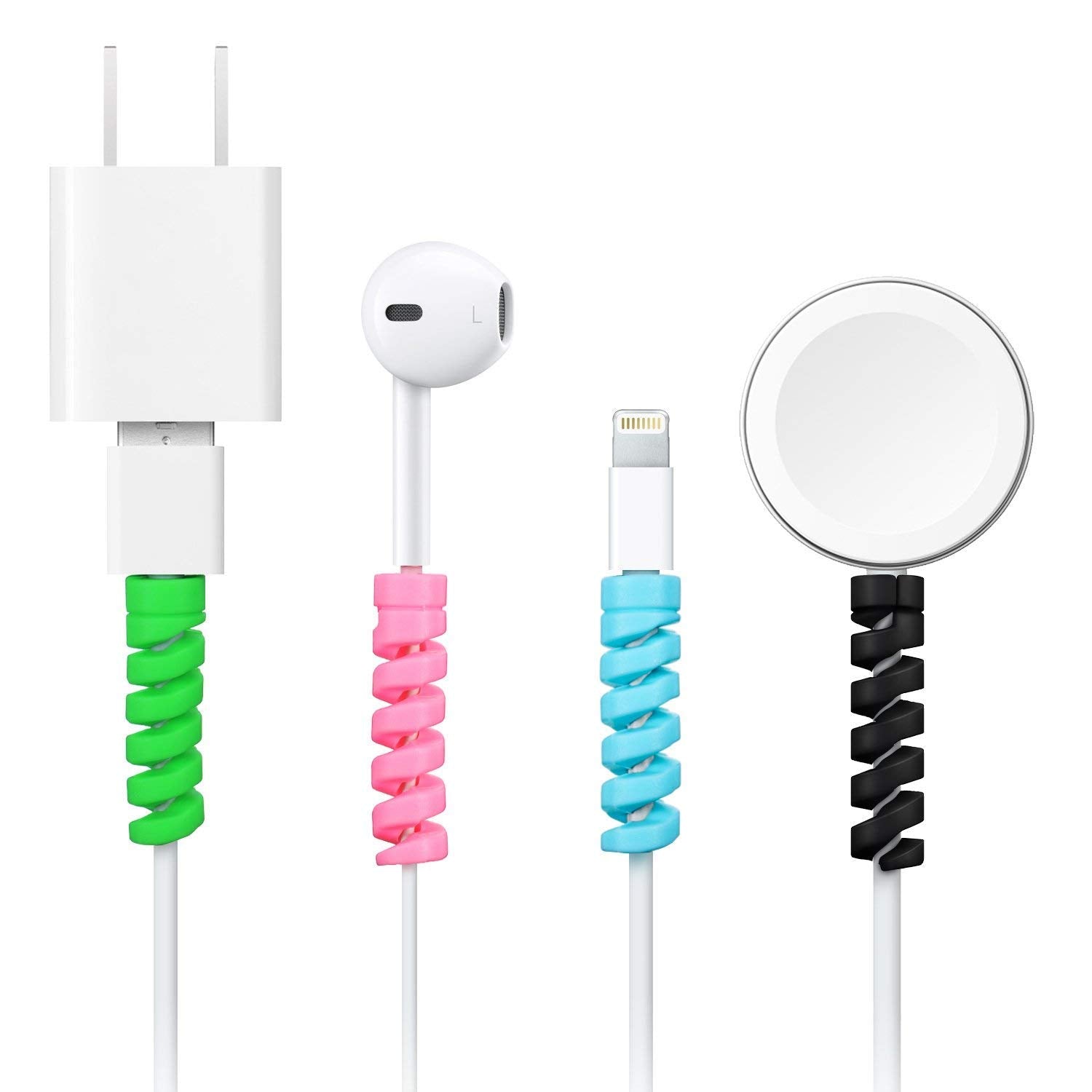 Sounce Spiral Charger Cable Protector Data Cable Saver Charging Cord Protective Cable Cover Headphone MacBook Laptop Earphone Cell Phone Set of 2 (Cable Protector (8 Units))