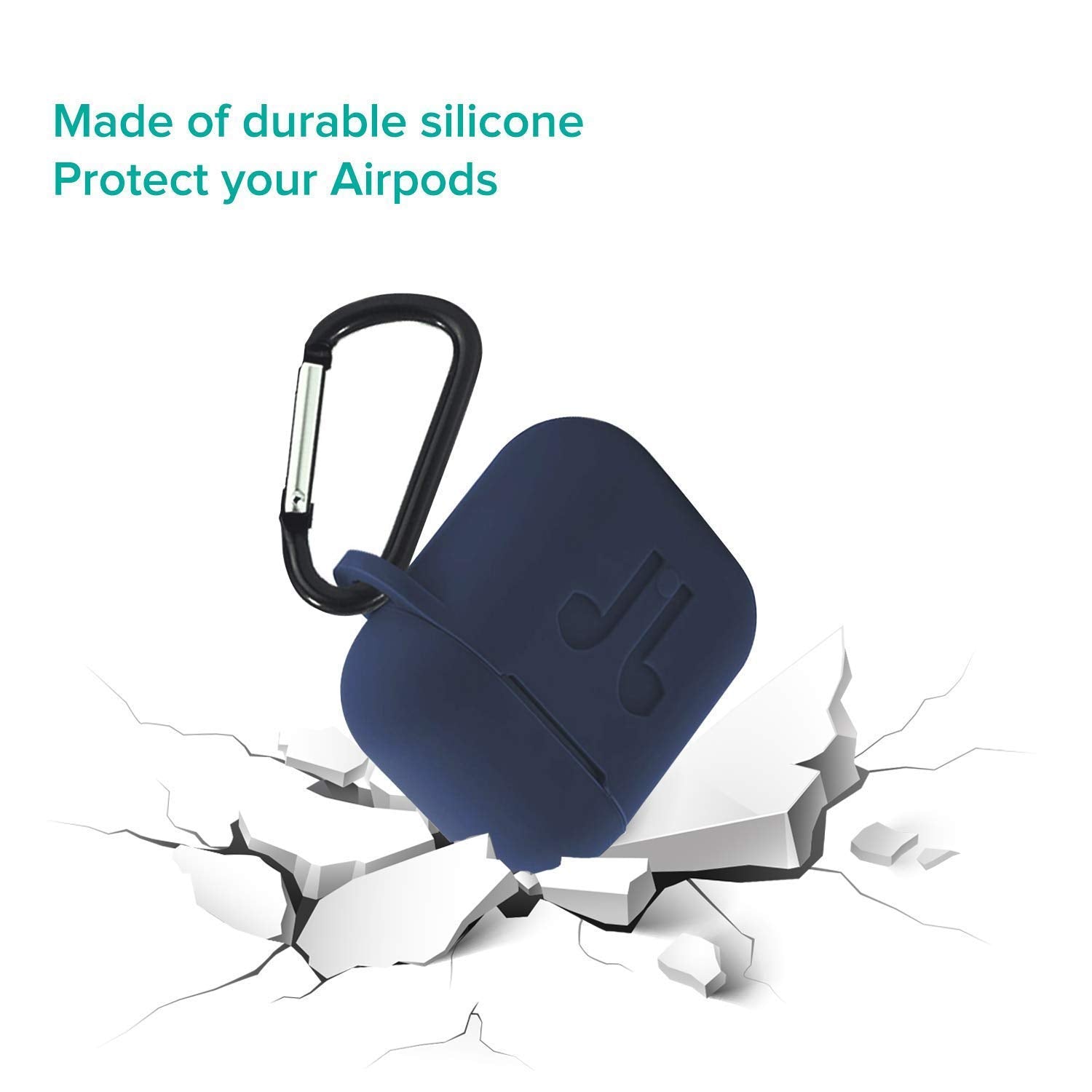 [AIRPODS Cover Set ONLY] Sounce Silicon Soft Shock Proof Protective AirPods Case 5-in-1 Set Sleeve Skin Cover with Anti Lost Strap + Keychain + Earplug + Strap Holder for Apple AirPods Case Cover
