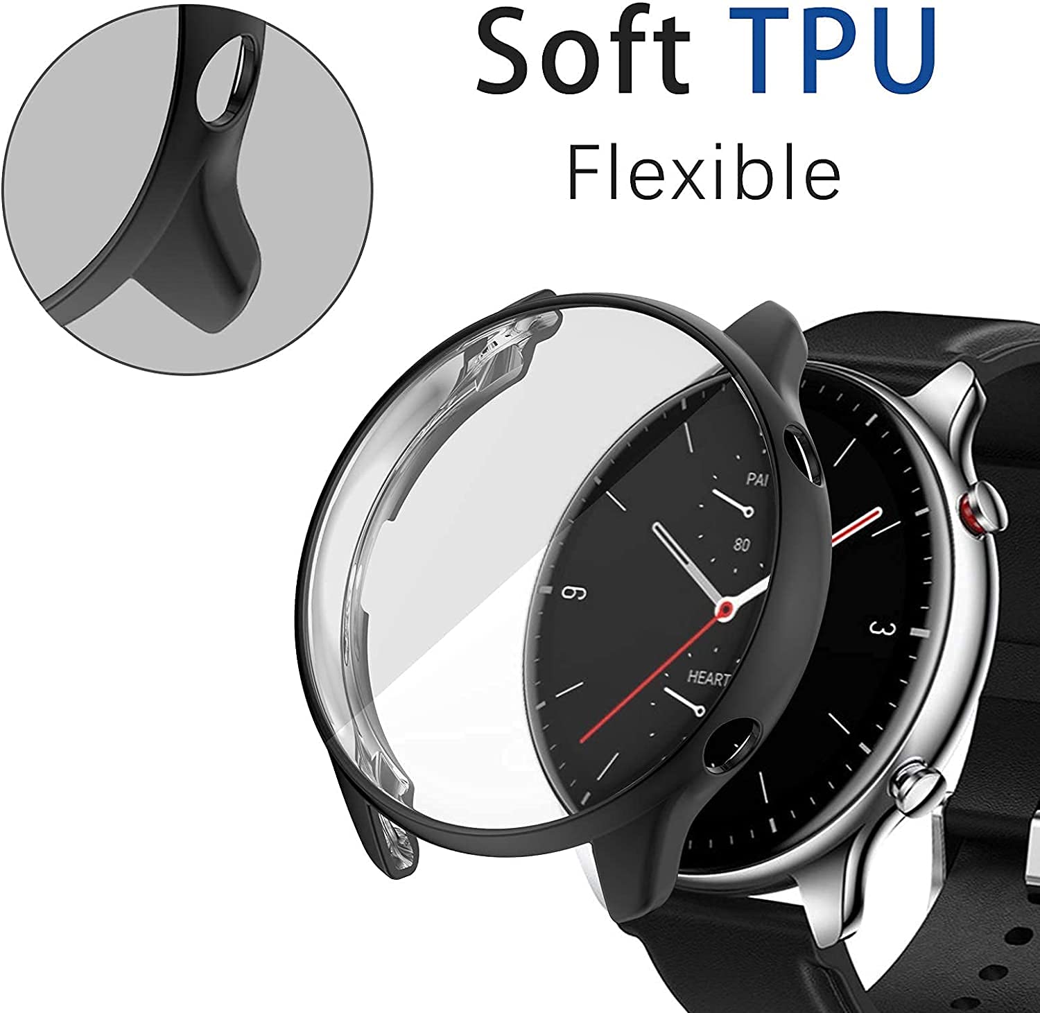 Sounce Thermoplastic Polyurethane Cover for Amazfit GTR 2 / GTR 2E Smart Watch, Black