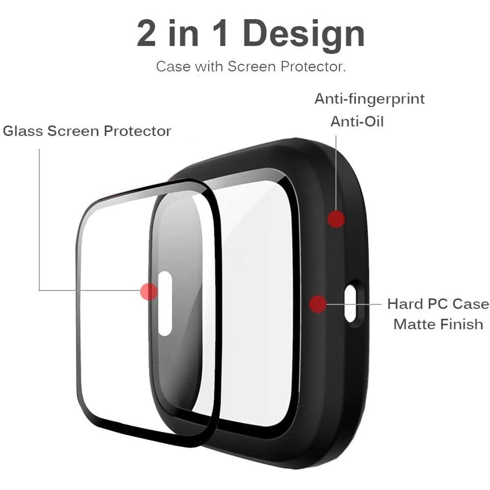 Sounce Screen Protector Compatible with Fitbit Versa 2 Case, Ultra-Thin Slim Soft TPU Protective Case All-Around Full Cover Bumper Shell for Fitbit Versa 2 Smart Watch