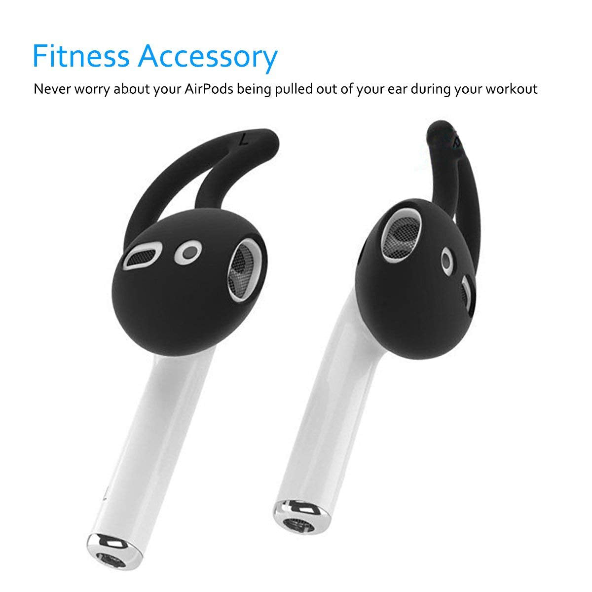 [AIRPODS Cover Set ONLY] Sounce Silicon Soft Shock Proof Protective AirPods Case 5-in-1 Set Sleeve Skin Cover with Anti Lost Strap + Keychain + Earplug + Strap Holder for Apple AirPods Case Cover