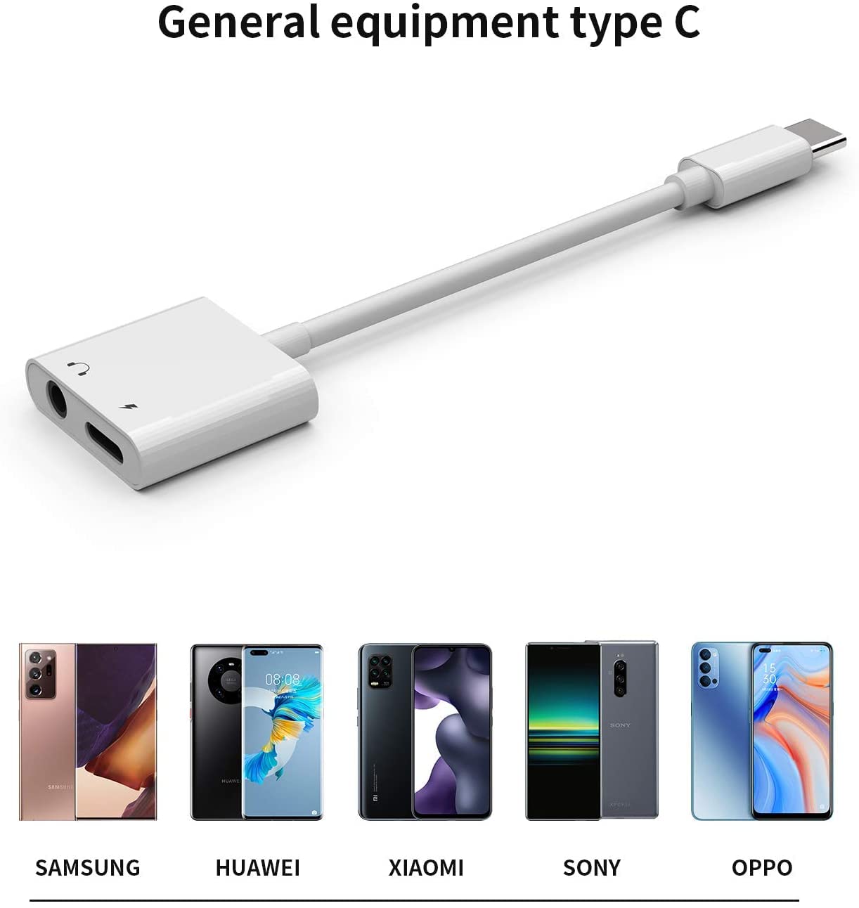 2 in 1 Dual Type-C to Audio Headphone Adapter Cable for Xiaomi
