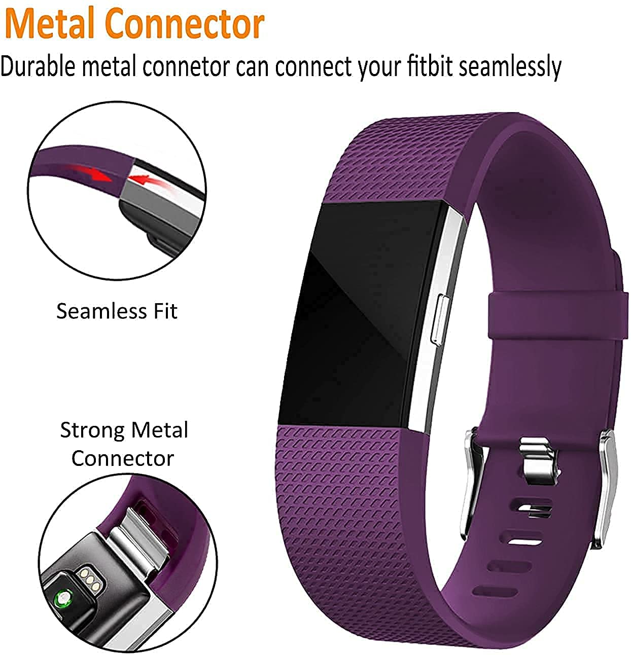 Sounce Pack of 3 Belts/Straps Compatible for Fitbit Charge2 Bands Wristband Straps (3 Units) Large