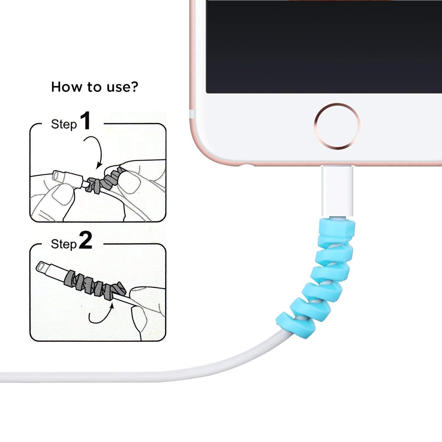 Sounce Spiral Charger Cable Protector Data Cable Saver Charging Cord Protective Cable Cover Headphone MacBook Laptop Earphone Cell Phone Set of 2 (Cable Protector (8 Units))
