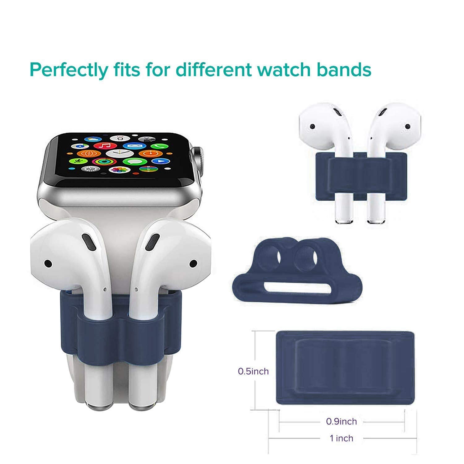 [AIRPODS Cover Set ONLY] Sounce Silicon Soft Shock Proof Protective AirPods Case 5-in-1 Set Sleeve Skin Cover with Anti Lost Strap + Keychain + Earplug + Strap Holder for Apple AirPods Case Cover